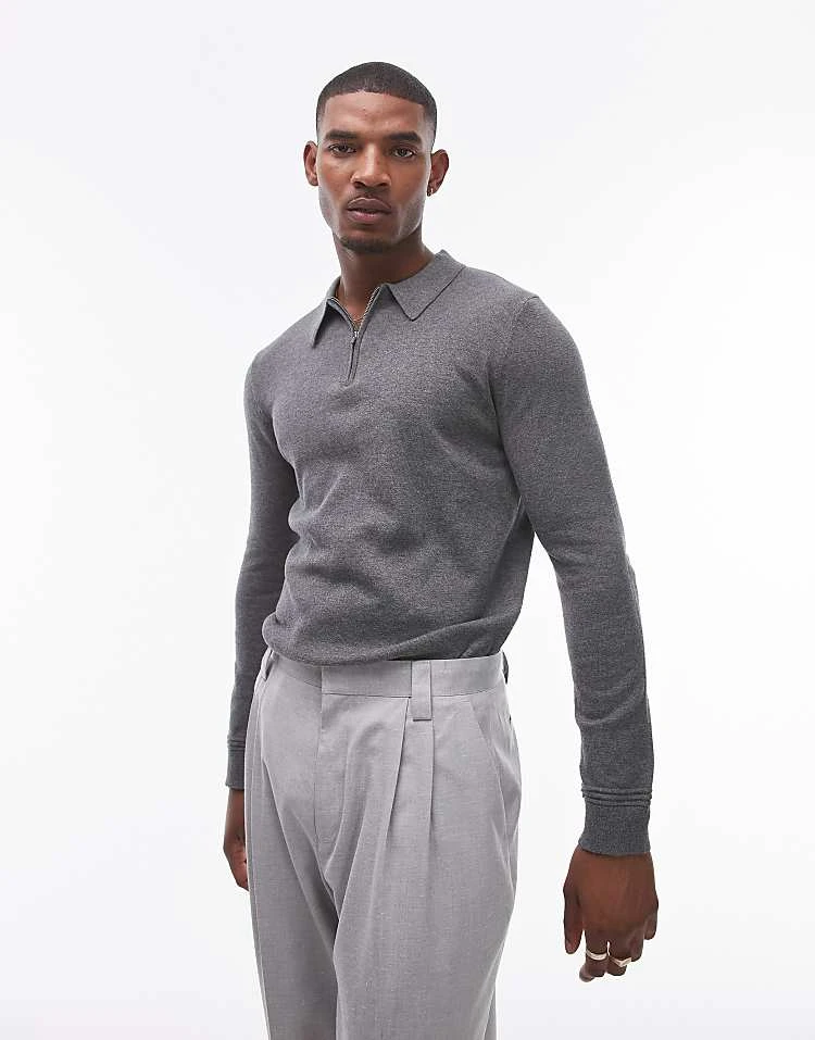 Topman Essential Polo In Charcoal For Men 7 Topman Essential Polo In Charcoal For Men - Image 5