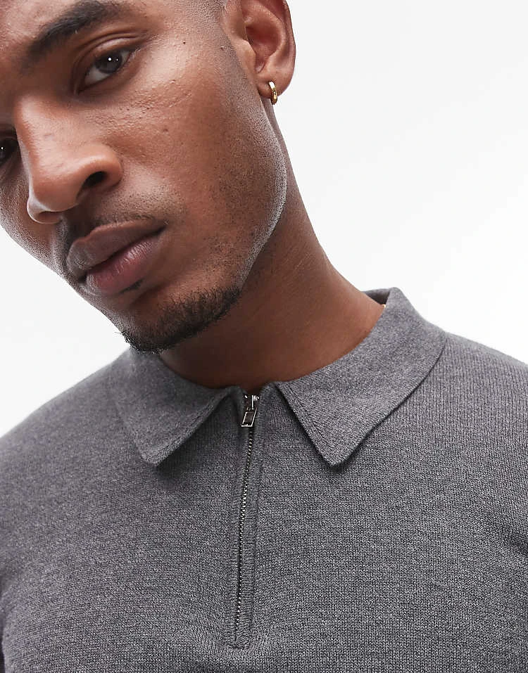 Topman Essential Polo In Charcoal For Men 5 Topman Essential Polo In Charcoal For Men - Image 3