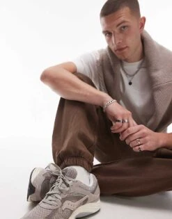 Topman Washed Oversized Jogger In Mauve For Men Washed Mauve -Daily Wardrobe Shop 206554459 5