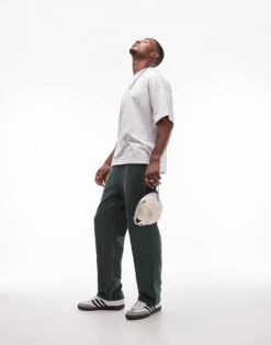 Topman Washed Straight Leg Jogger In Green For Men Washed Green -Daily Wardrobe Shop 206554504 1 washedgreen 1