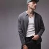 Topman Smart Cardigan In Grey For Men