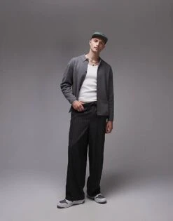 Topman Smart Cardigan In Grey For Men -Daily Wardrobe Shop 206568746 3