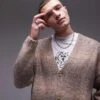 Topman Oversized Brushed Ombre Cardigan In Ecru For Men -Daily Wardrobe Shop 206568827 1 ecru