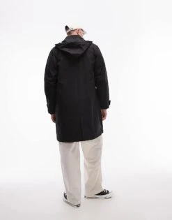Topman Hooded Mac Coat In Black For Men -Daily Wardrobe Shop 206577703 4