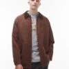 Topman Wadded Worker Jacket In Brown With Contrast Collar For Men -Daily Wardrobe Shop 206577738 1 brown