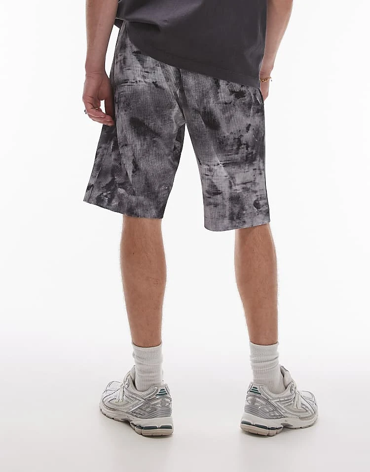 Topman Oversized Fit Printed Plisse Short In Grey For Men 4 Topman Oversized Fit Printed Plisse Short In Grey For Men - Image 2
