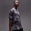 Topman Oversized Fit Printed Plisse T-shirt In Grey For Men -Daily Wardrobe Shop 206586182 1 grey