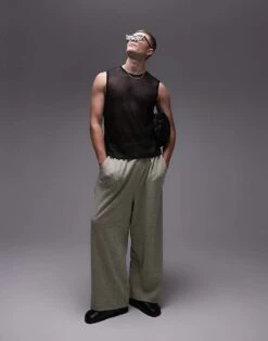 Topman Sheer Knitted Vest For Men Black -Daily Wardrobe Shop 206597923 1 black 1