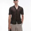 Topman Sheer Knitted Polo In Black For Men -Daily Wardrobe Shop 206597947 1 black