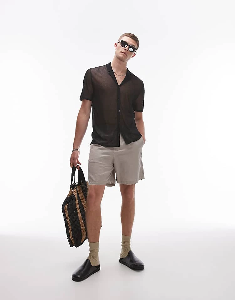 Topman Sheer Knitted Polo In Black For Men 6 Topman Sheer Knitted Polo In Black For Men - Image 4