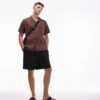 Topman Short Sleeve Regular Plisse Shirt In Mauve For Men Muave -Daily Wardrobe Shop 206618842 1 muave