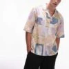 Topman Short Sleeve Relaxed Abstract Print Shirt In Multi For Men 2 Topman Short Sleeve Relaxed Abstract Print Shirt In Multi For Men -Daily Wardrobe Shop 206618843 1 multi