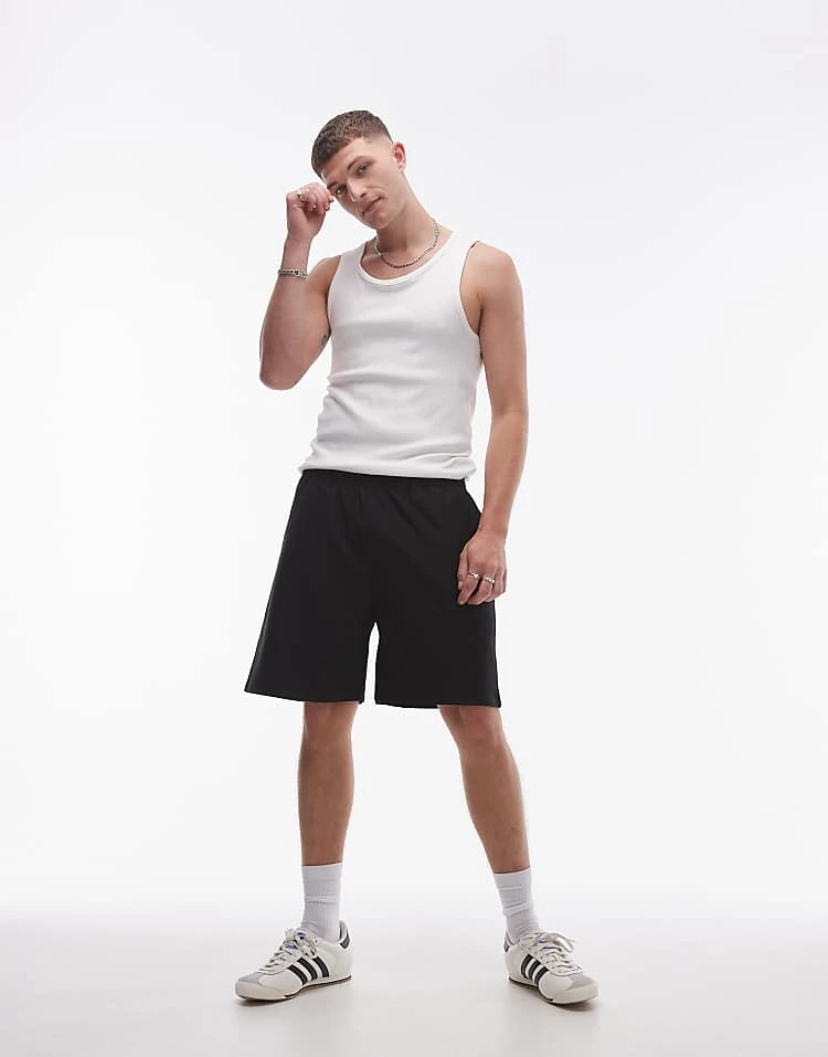 Topman Oversized Fit Airtex Short In Black For Men 8 Topman Oversized Fit Airtex Short In Black For Men - Image 6