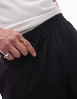 Topman Oversized Fit Airtex Short In Black For Men 11 Topman Oversized Fit Airtex Short In Black For Men -Daily Wardrobe Shop 206626549 4