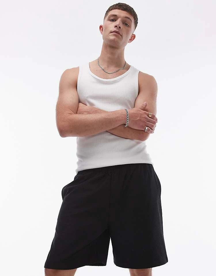Topman Oversized Fit Airtex Short In Black For Men 7 Topman Oversized Fit Airtex Short In Black For Men - Image 5