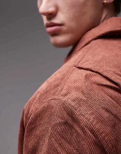 Topman Relaxed Fit Cord Bomber Jacket In Rust For Men -Daily Wardrobe Shop 206627701 4