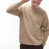 Topman Textured Jumper In Oatmeal Marl For Men Stone -Daily Wardrobe Shop 206649977 1 stone