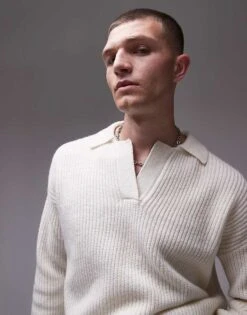 Topman Relaxed Fit Lambswool Crew Jumper In Ecru For Men 8 Topman Relaxed Fit Lambswool Crew Jumper In Ecru For Men -Daily Wardrobe Shop 206656243 2
