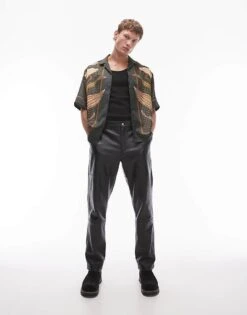 Topman Premium Straight Leather Trousers In Black For Men 13 Topman Premium Straight Leather Trousers In Black For Men -Daily Wardrobe Shop 206676869 1 black 1