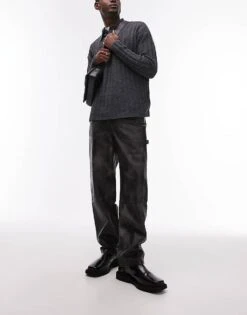 Topman Premium Straight Distressed Leather Trousers In Black For Men 13 Topman Premium Straight Distressed Leather Trousers In Black For Men -Daily Wardrobe Shop 206676893 1 black 1