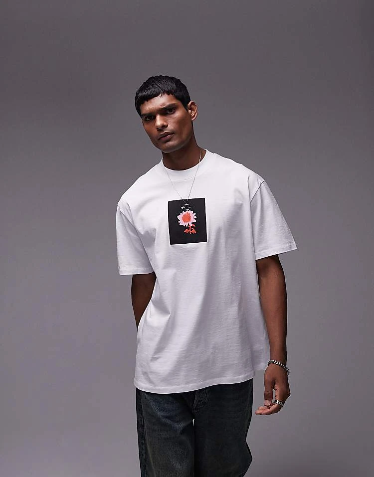 Topman Oversized Fit T-shirt With Japanese Floral Print In White For Men 7 Topman Oversized Fit T-shirt With Japanese Floral Print In White For Men - Image 5