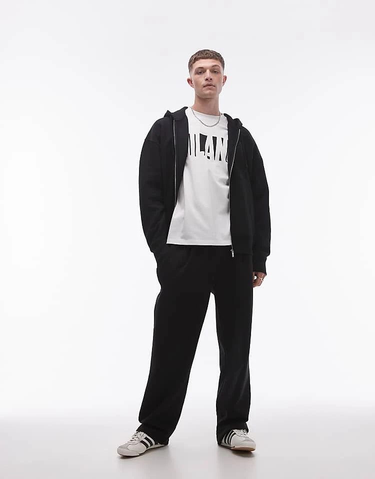 Topman Pleat Front Straight Leg Jogger In Black For Men 3 Topman Pleat Front Straight Leg Jogger In Black For Men