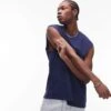 Topman Oversized Fit Sleeveless T-shirt In Navy For Men -Daily Wardrobe Shop 206690345 1 navy