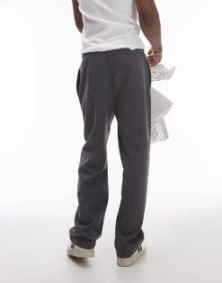 Topman Pleat Front Straight Leg Jogger In Charcoal For Men -Daily Wardrobe Shop 206698954 4