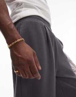 Topman Pleat Front Straight Leg Jogger In Charcoal For Men -Daily Wardrobe Shop 206698954 5