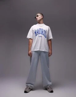 Topman Extreme Oversized Fit T-shirt With Madrid Print In White For Men -Daily Wardrobe Shop 206699109 3