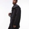 Topman Duffle Coat In Charcoal For Men