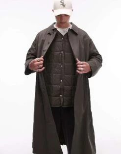 Topman Oversized Mac With Removeable Lining In Khaki For Men 11 Topman Oversized Mac With Removeable Lining In Khaki For Men -Daily Wardrobe Shop 206712719 1 khaki 1