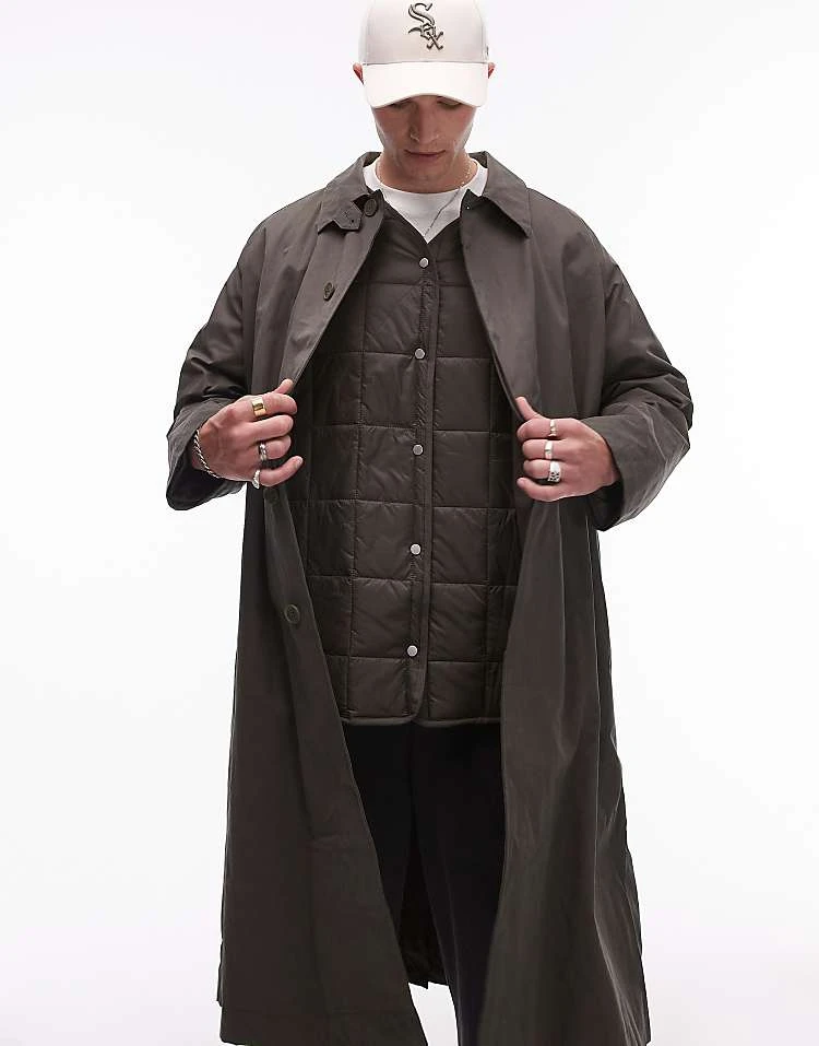 Topman Oversized Mac With Removeable Lining In Khaki For Men 7 Topman Oversized Mac With Removeable Lining In Khaki For Men - Image 5