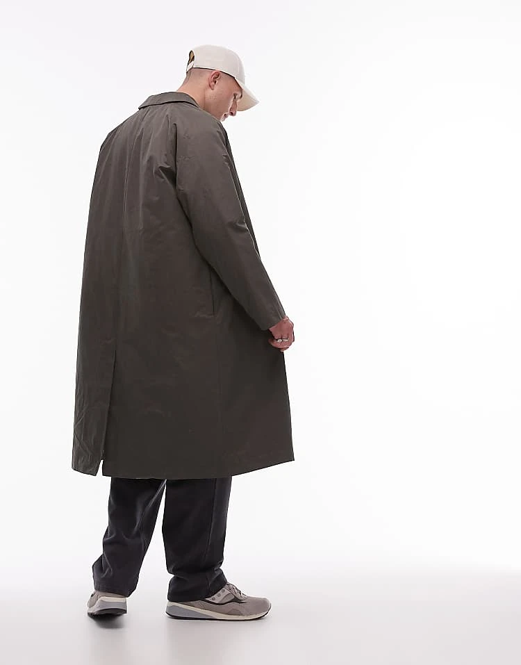 Topman Oversized Mac With Removeable Lining In Khaki For Men 4 Topman Oversized Mac With Removeable Lining In Khaki For Men - Image 2