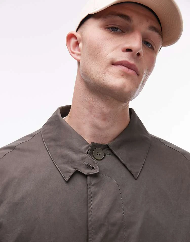 Topman Oversized Mac With Removeable Lining In Khaki For Men 5 Topman Oversized Mac With Removeable Lining In Khaki For Men - Image 3