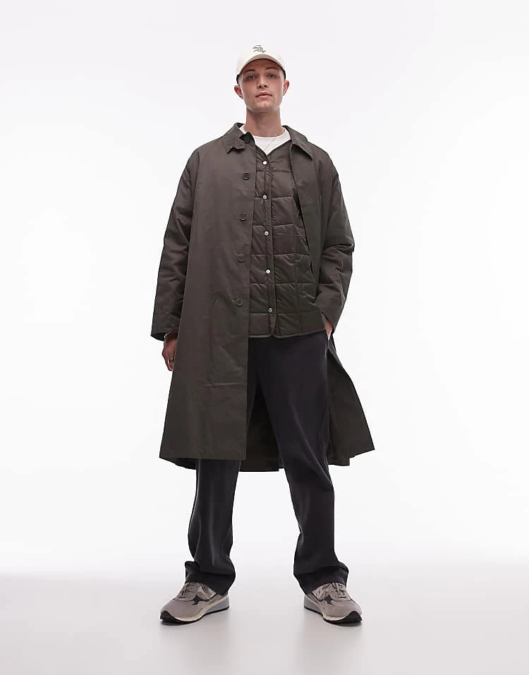 Topman Oversized Mac With Removeable Lining In Khaki For Men 6 Topman Oversized Mac With Removeable Lining In Khaki For Men - Image 4