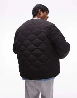 Topman Quilted Bomber Jacket In Black For Men -Daily Wardrobe Shop 206712727 3