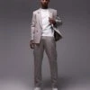 Topman Straight Fit Textured Suit Trousers In Stone For Men -Daily Wardrobe Shop 206713714 1 stone
