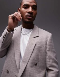 Topman Relaxed Textured Suit Jacket In Stone For Men -Daily Wardrobe Shop 206713722 1 stone 1