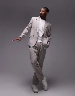 Topman Relaxed Textured Suit Jacket In Stone For Men -Daily Wardrobe Shop 206713722 2