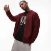 Topman Textured Zip Through Collared Cardigan In Red For Men Burgundy -Daily Wardrobe Shop 206718604 1 burgundy