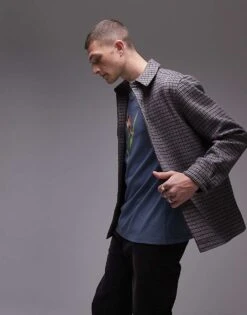 Topman Long Sleeve Checked Overshirt In Brown For Men 10 Topman Long Sleeve Checked Overshirt In Brown For Men -Daily Wardrobe Shop 206720490 4