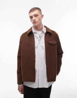 Topman Wool Look Shacket -Daily Wardrobe Shop 206729911 1 brown 1