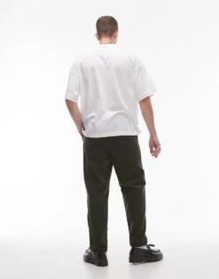 Topman Tapered Cord Trousers In Khaki For Men -Daily Wardrobe Shop 206738700 3