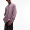Topman Vintage Wash Long Sleeve T-shirt In Lilac For Men