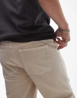 Topman Straight Twill Trousers In Ecru For Men -Daily Wardrobe Shop 206836172 5