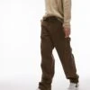 Topman Straight Acid Wash Trousers In Brown For Men