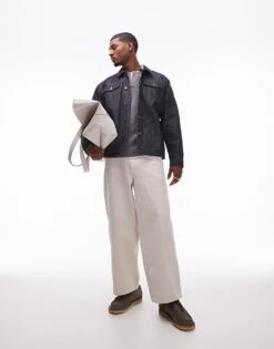 Topman Wide Leg Cotton Twill Trousers In Ecru For Men 13 Topman Wide Leg Cotton Twill Trousers In Ecru For Men -Daily Wardrobe Shop 206836417 1 ecru 1