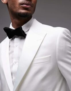 Topman Slim Tux Suit Jacket In White For Men -Daily Wardrobe Shop 206852796 3
