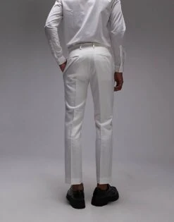 Topman Slim Tux Suit Trousers In White For Men -Daily Wardrobe Shop 206852797 4